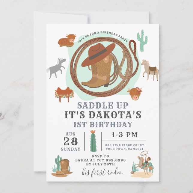 Invitation à l'anniversaire de Cowboy (Devant)