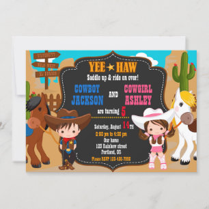 Invitation à l'anniversaire de Cowboy et Cowgirl W