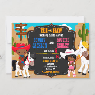 Invitation à l'anniversaire de Cowboy et Cowgirl W