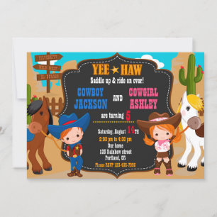 Invitation à l'anniversaire de Cowboy et Cowgirl W