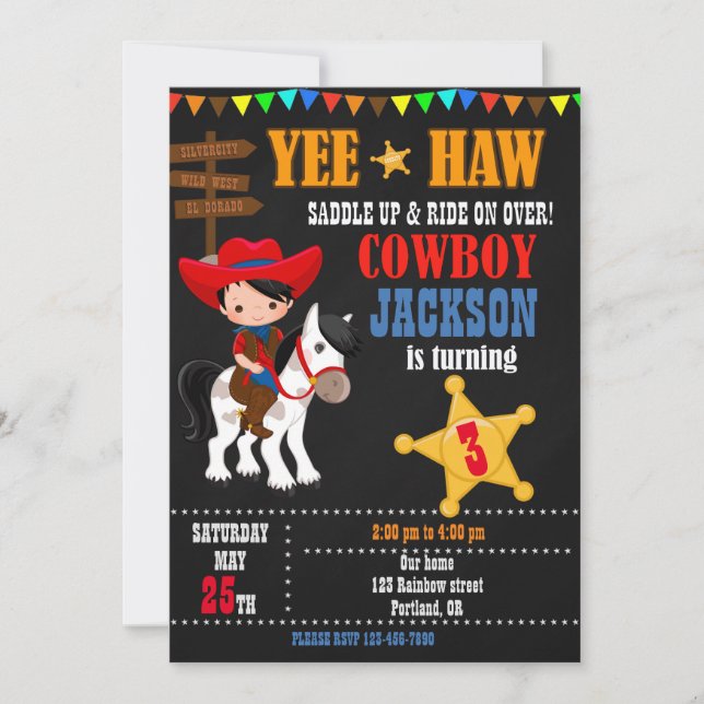 Invitation à l'anniversaire de Cowboy Fête Wild We (Devant)