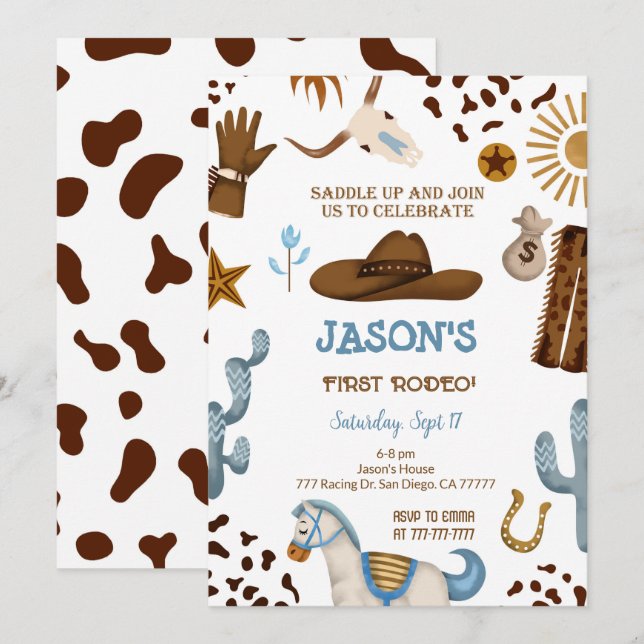 Invitation à l'anniversaire de Cowboy modifiable (Devant / Derrière)