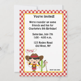 Invitation à l'anniversaire de Cowgirl