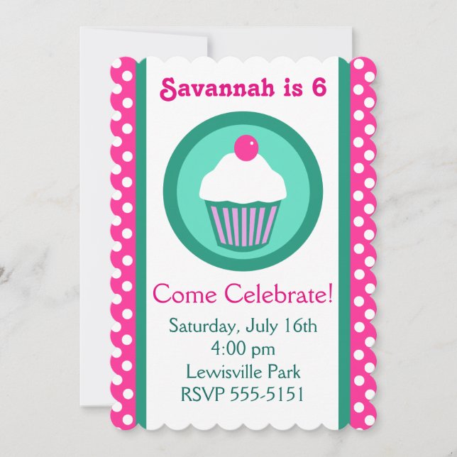 Invitation à l'anniversaire de Cupcakes (Devant)