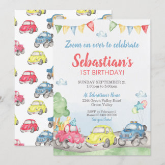 Invitation à l'anniversaire de Cute Cars