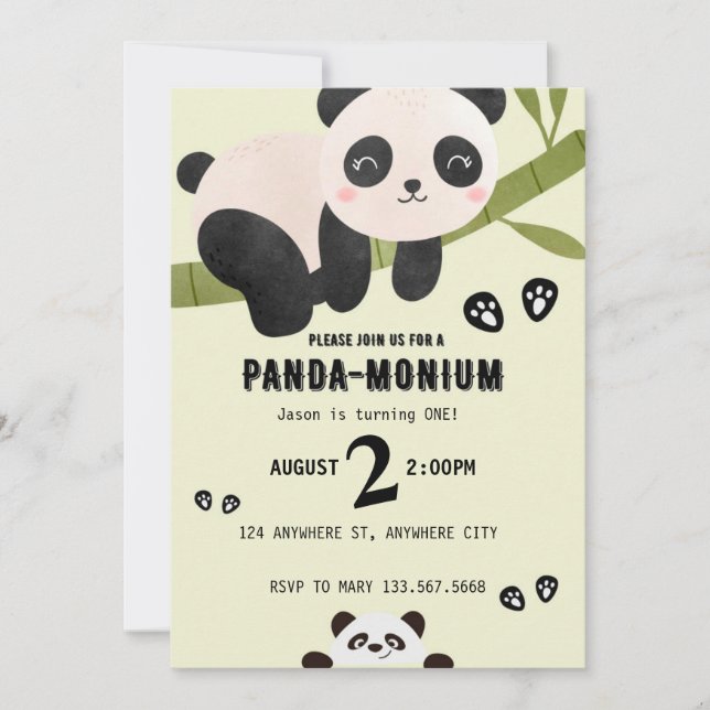 Invitation à l'anniversaire de Cute Panda (Devant)