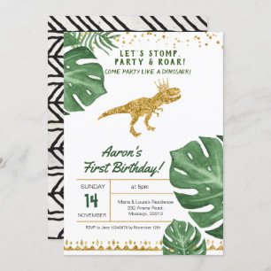 Invitation à l'anniversaire de dinosaure