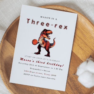 Invitation à l'anniversaire de dinosaures à trois