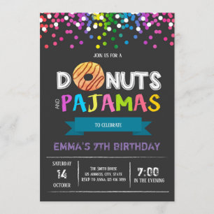 Invitation à l'anniversaire de Donuts et pyjamas