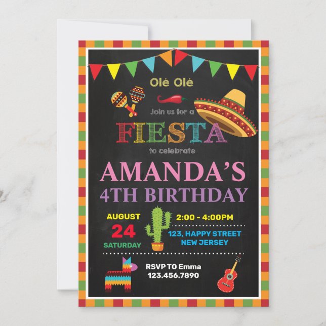 Invitation à l'anniversaire de Fiesta (Devant)