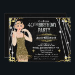 Invitation à l'anniversaire de Gatsby Flapper Girl<br><div class="desc">Célébrez comme ils l'ont fait dans les années 1920 avec notre fabuleuse invitation inspirée de Gatsby. Que vous planifiez une fête de bachelorette ou une fête d’anniversaire,  remontez votre événement dans le temps à l’époque fabuleuse de l’Art Déco et de la vie somptueuse.

//BRUNETTE CHEVEUX DISPONIBLE DANS LE MAGASIN//</div>