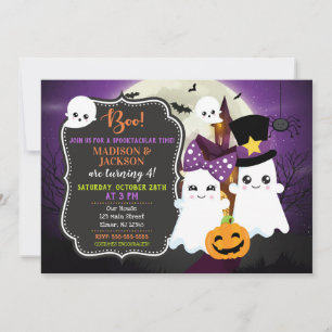 Invitation à l'anniversaire de Ghosts Halloween po