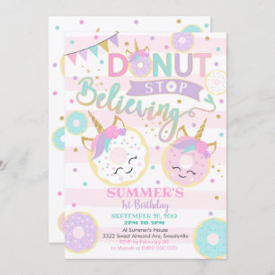 Invitation à l'anniversaire de Girl Donut Unicorn