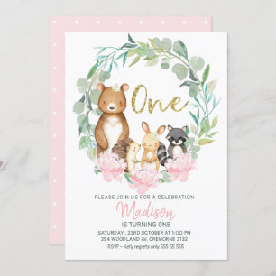 Invitation à l'anniversaire de Girls Woodland Wrea