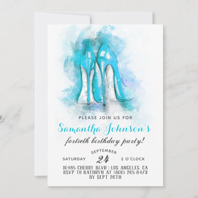 Invitation à l'anniversaire de Glam de High Heels (Devant)