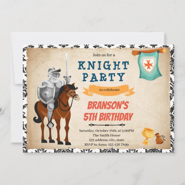 Invitation à l'anniversaire de Knight prince (Devant)
