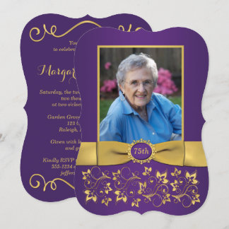 Invitation à l'anniversaire de la 75e photo Purple