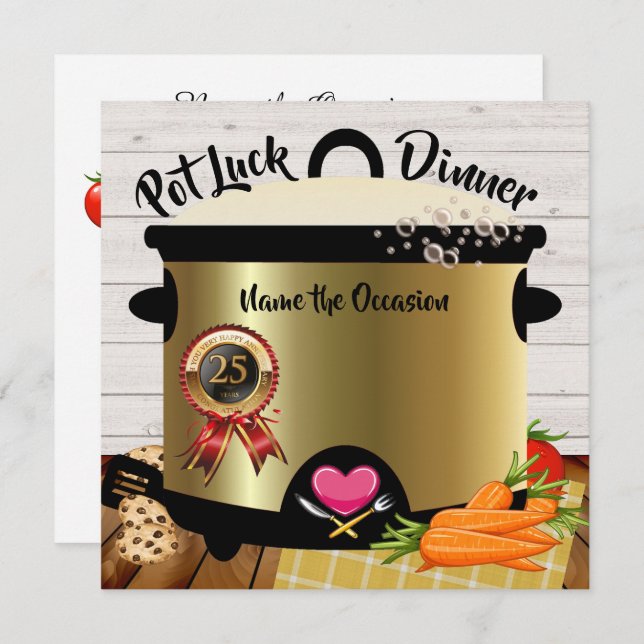 Invitation à l'anniversaire de la chance Pot Versi (Devant / Derrière)