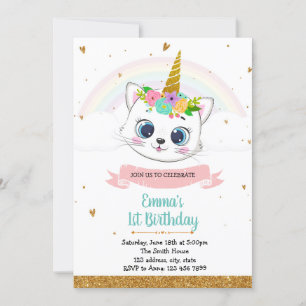 Invitation à l'anniversaire de la chatte unicorne