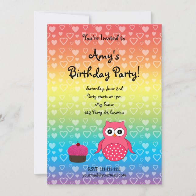 Invitation à l'anniversaire de la chouette mignonn (Devant)