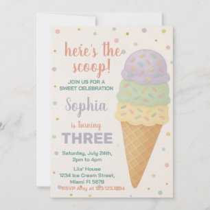 Invitation à l'anniversaire de la crème glacée mod