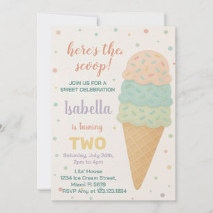 Invitation à l'anniversaire de la crème glacée mod