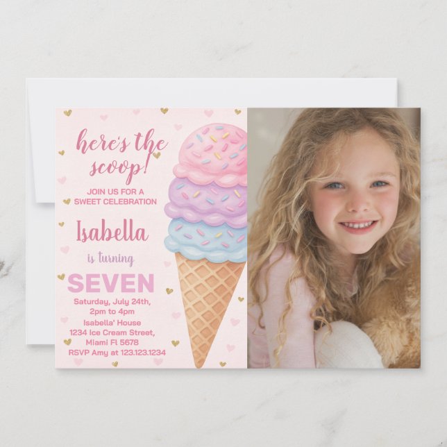 Invitation à l'anniversaire de la crème glacée mod (Devant)