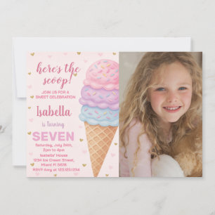 Invitation à l'anniversaire de la crème glacée mod