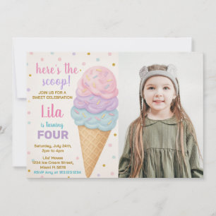 Invitation à l'anniversaire de la crème glacée mod