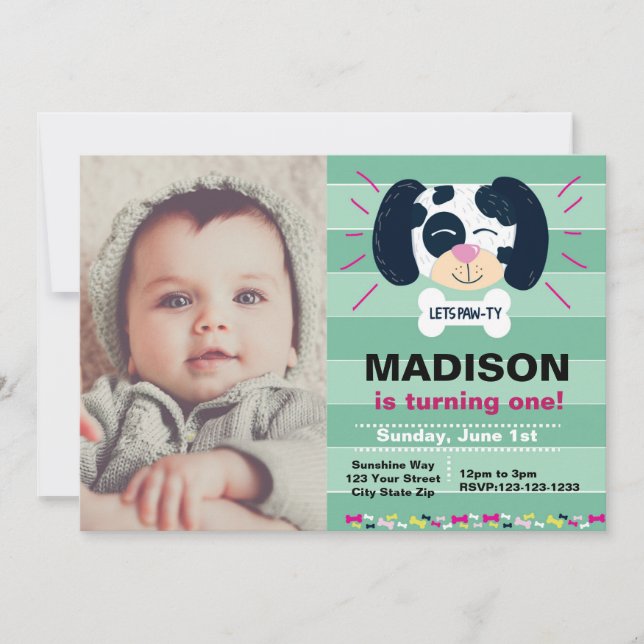 Invitation à l'anniversaire de la Dalmatie rayée a (Devant)