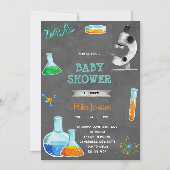 Invitation à l'anniversaire de la douche scientifi (Devant)