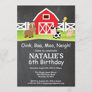 Invitation à l'anniversaire de la ferme Chalkboard