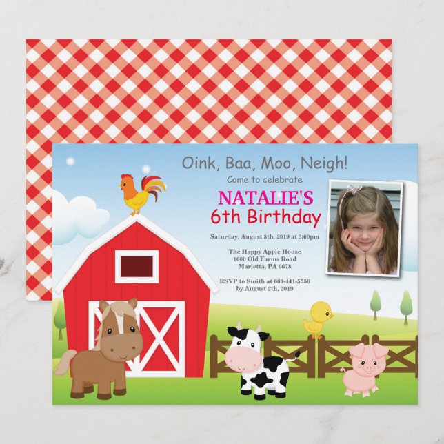 Invitation à l'anniversaire de la ferme Country Ba (Devant / Derrière)