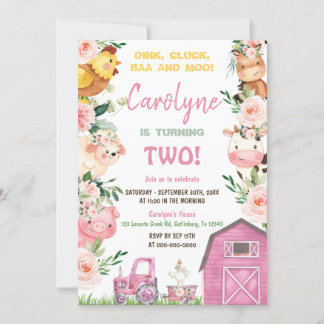Invitation à l'anniversaire de la ferme fille