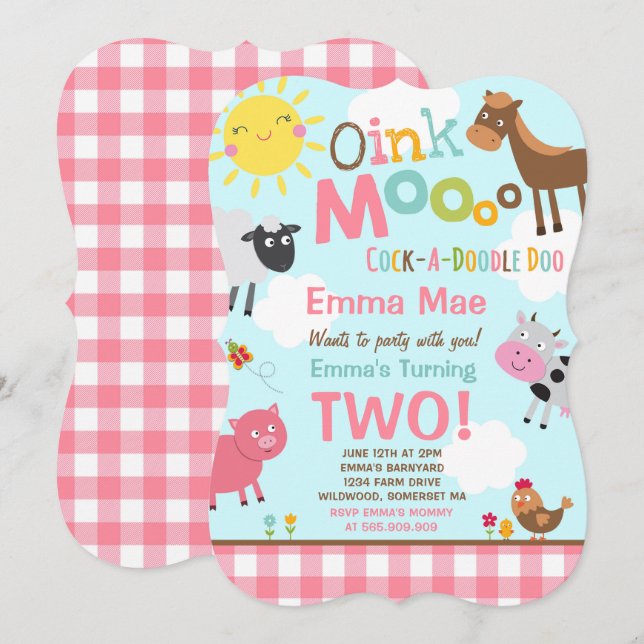 Invitation à l'anniversaire de la ferme Old MacDon (Devant / Derrière)