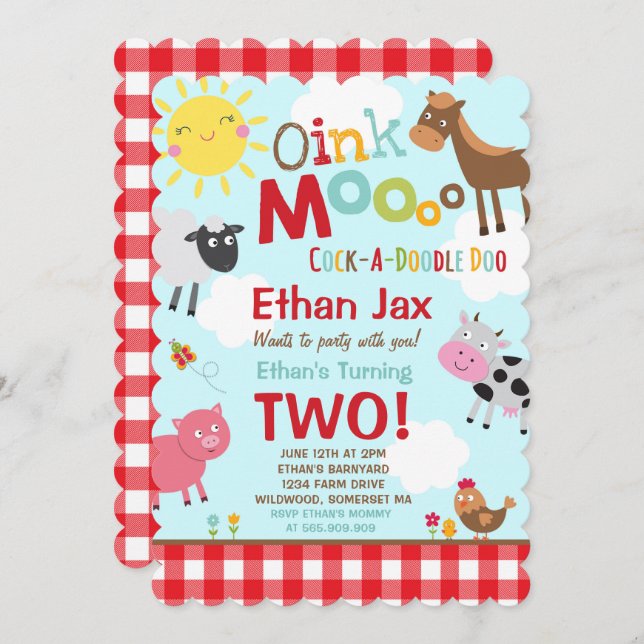 Invitation à l'anniversaire de la ferme Old MacDon (Devant / Derrière)