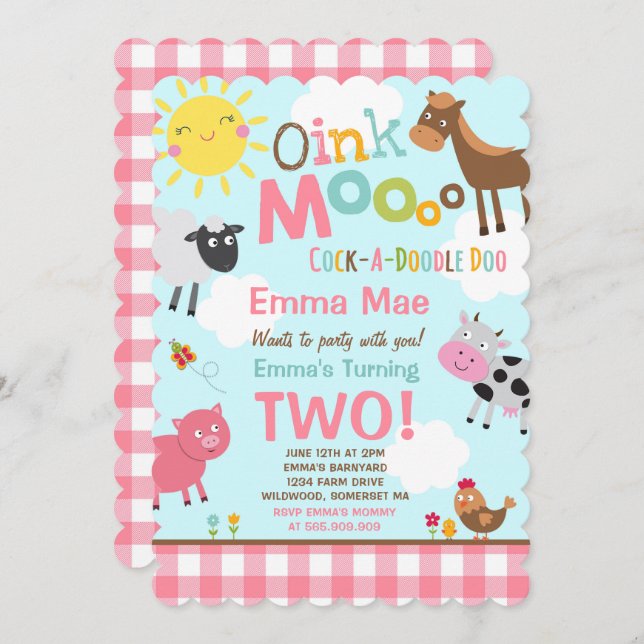 Invitation à l'anniversaire de la ferme Old MacDon (Devant / Derrière)