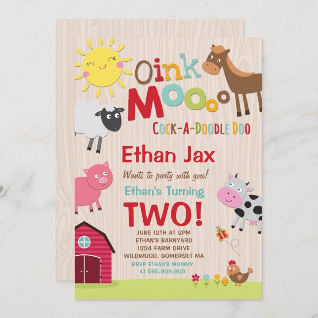 Invitation à l'anniversaire de la ferme Old MacDon (Devant / Derrière)