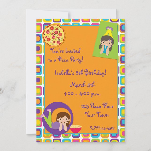 Invitation à l'anniversaire de la Fête de la pizza (Devant)