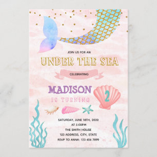 Invitation à l'anniversaire de la fête de Mermaid