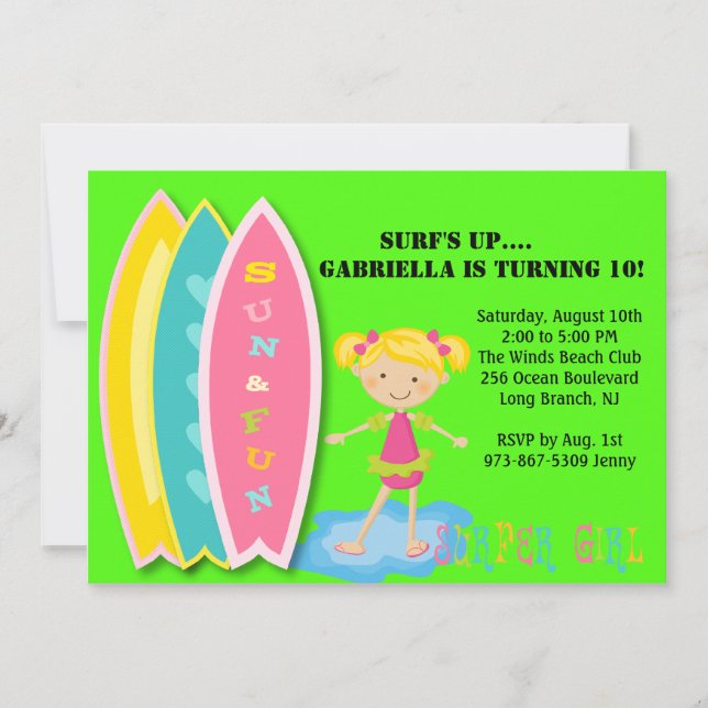 Invitation à l'anniversaire de la Fête de Plage Su (Devant)