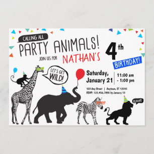 Invitation à l'anniversaire de la fête des animaux