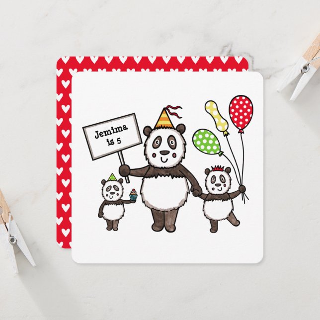 Invitation à l'anniversaire de la fête du Panda (Devant/Arrière en situation)