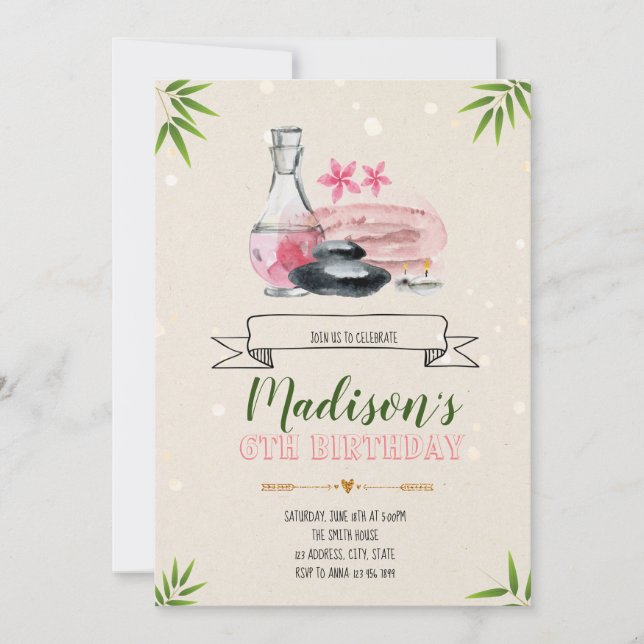 Invitation à l'anniversaire de la fête du Spa (Devant)