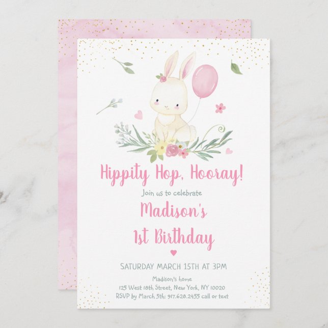 Invitation à l'anniversaire de la fille de la flor (Devant / Derrière)