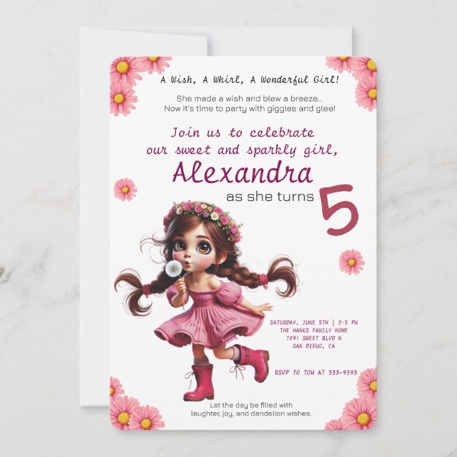 Invitation à l'anniversaire de la fille de pissenl (Devant)