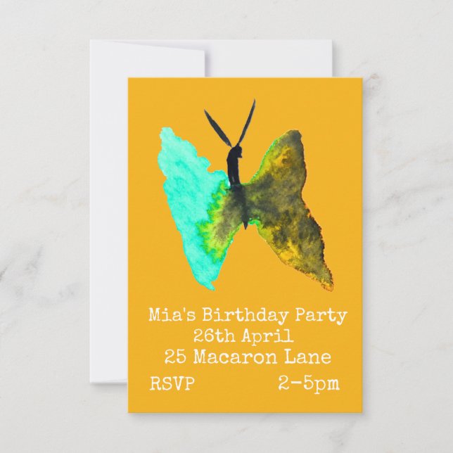 Invitation à l'anniversaire de la fille papillon c (Devant)