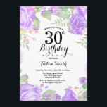 Invitation à l'anniversaire de la floraison de vio<br><div class="desc">Invitation à la floraison de violet botanique 30e anniversaire. Floral Pink Peonies Invitation d'anniversaire pour les femmes. Fleur florale aquarelle. Fleurs de roses et de pivoines élégantes. Anniversaire adulte. Arrière - plan blanc. Noir et Blanc. 13e 15e 16e 18e 20e 21e 30e 40e 50e 60e 70e 80e 90e 100e, n'importe...</div>