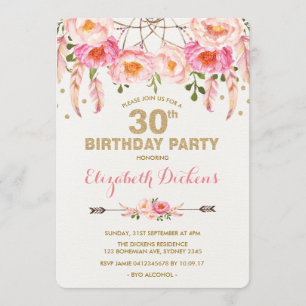 Invitation à l'anniversaire de la florale du Boho