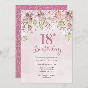 Invitation à l'anniversaire de la florale rose